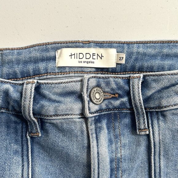 Hidden Los Angeles Cargo Jeans Women 27 Cropped Utility Pocket Straight Raw Hem - Picture 3 of 8